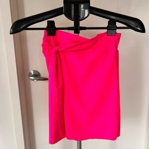 Good American Hot Pink Knot-Front Swimsuit Skirt with Matching Bottom.